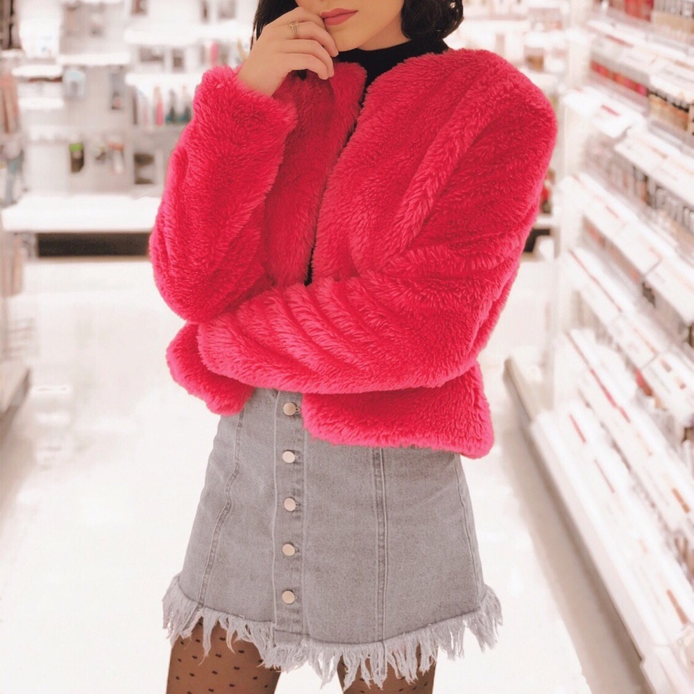 High waisted denim skirt